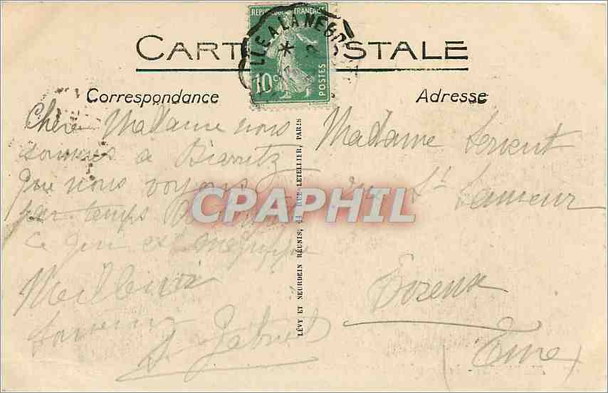 CPA Biarritz Le Grand Hotel et le Nouveau promontoire  — Verso