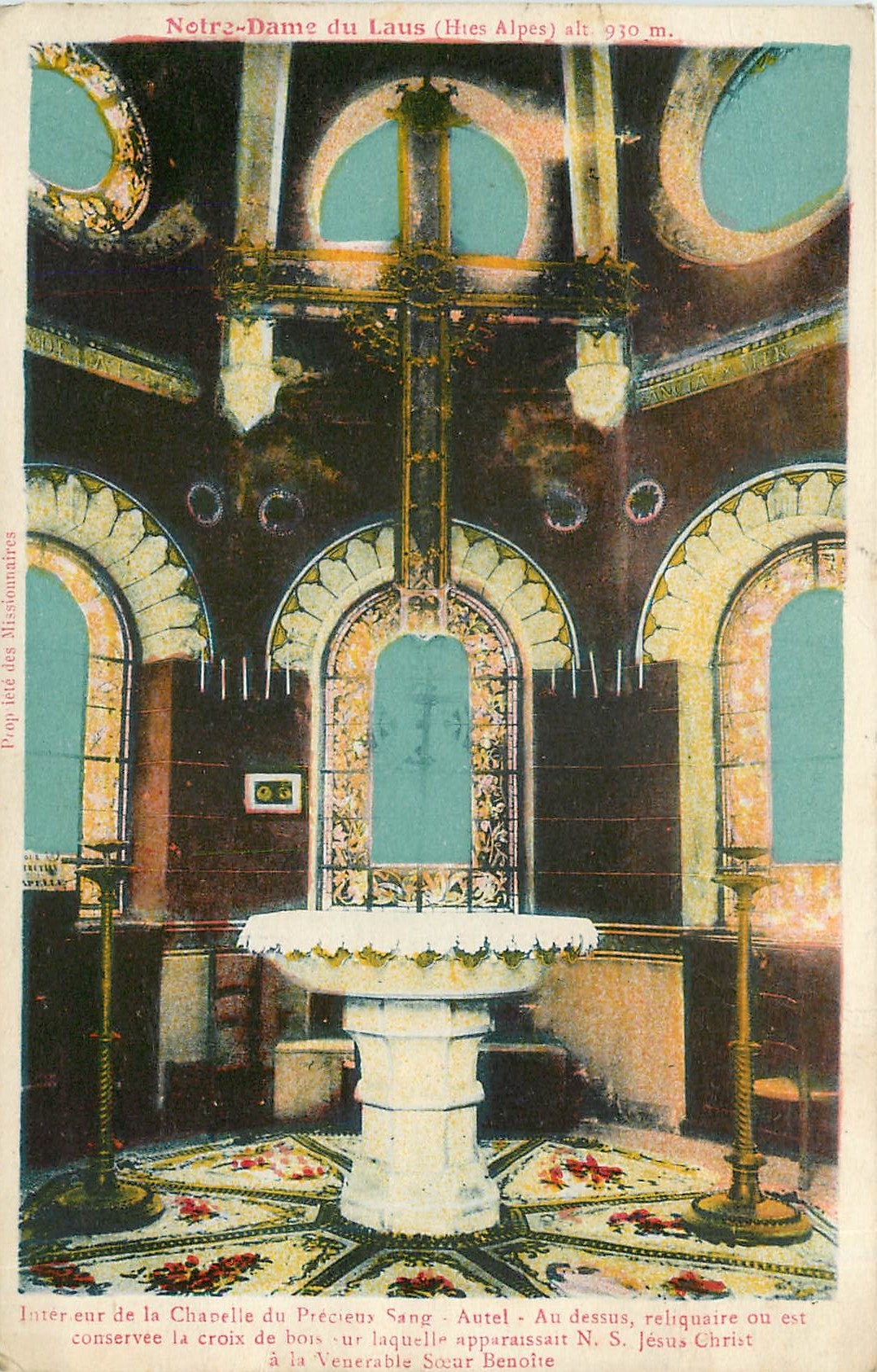 Notre-Dame du Laus (Hies Alpes) alt. 930 m. — Intérieur de la chapelle du Précieux Sang — éditeur Propriété des Missionnaires