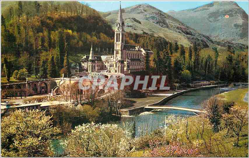 CPA Lourdes La Basilique le Gave et les nouveaux Pont La Basilica e il Gave 