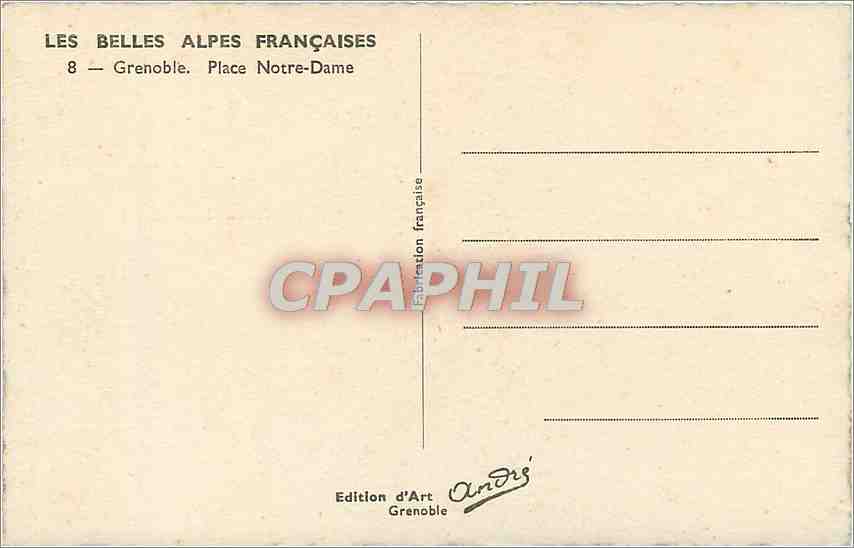 CPA Les Belles Alpes Francaises Grenoble Place Notre Dame  — Rückseite