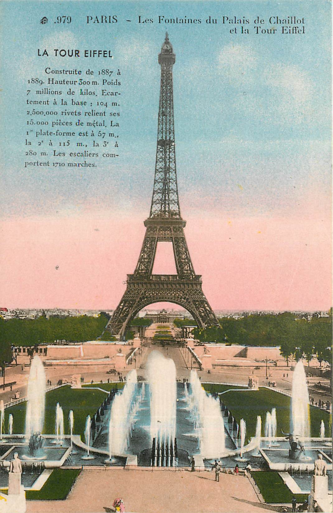 CPA Paris Les Fontaines du Palais de Chaillot et la Tour Eiffel 