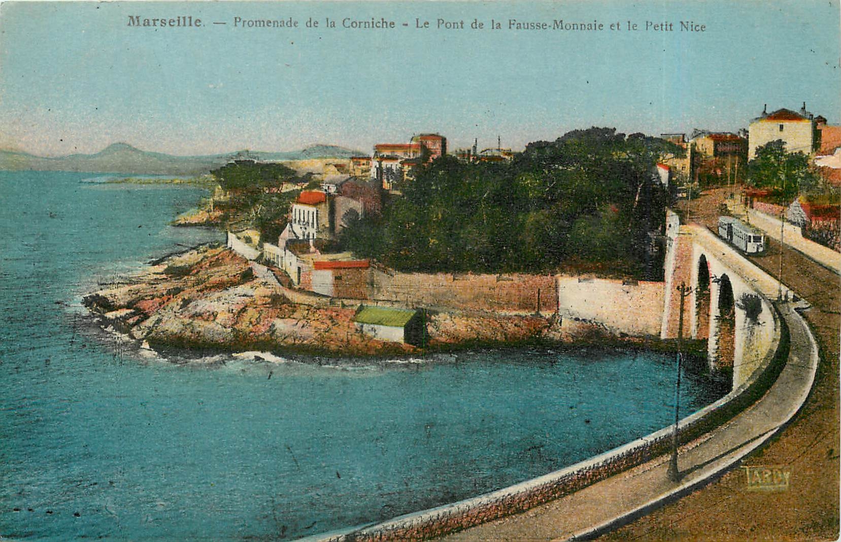 CPA Marseille Promenade de la Corniche Le Pont de la Fausse Monnaie et le Petit Nice 