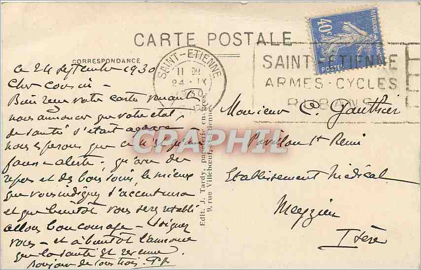 CPA Saint Etienne Le Nouvel Hotel des Postes Avenue President Faure  — Rückseite