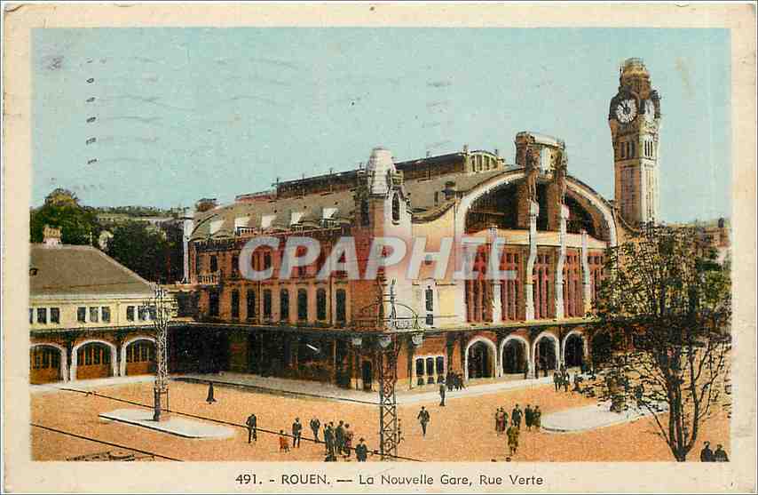 CPA Rouen La Nouvelle Gare Rue Verte 