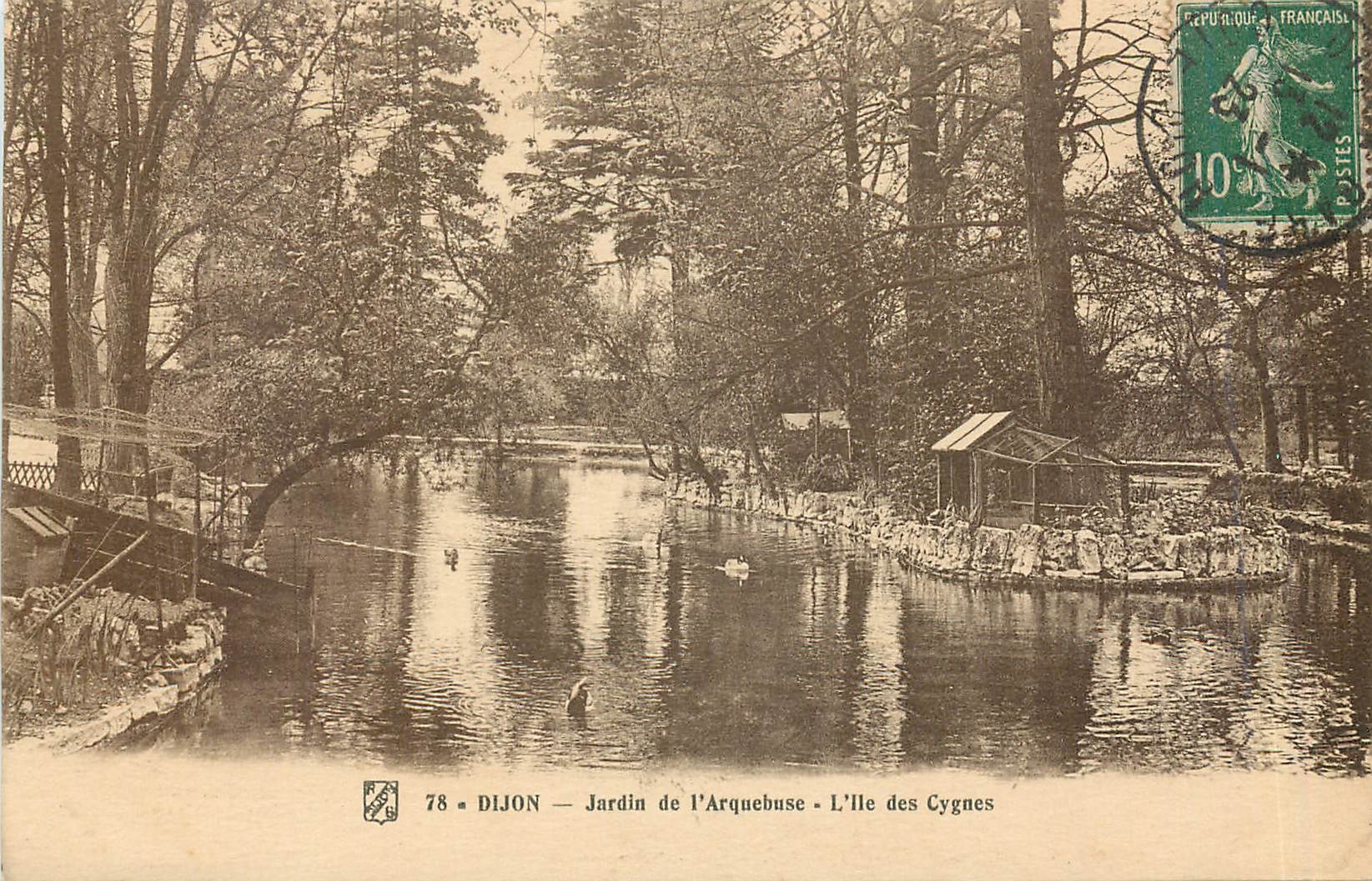 CPA Dijon Jardin de l'Arquebuse L'Ile des Cygnes 