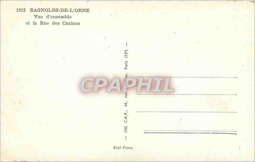 CPM Bagnoles de l'Orne Vue d'Ensemble et la Rue des Casinos  — Rückseite