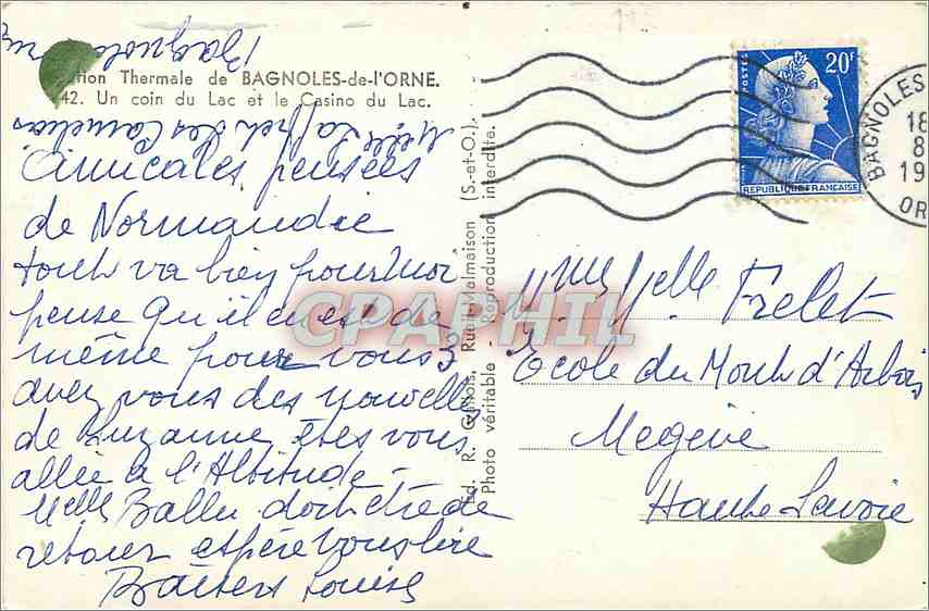 CPM Station Thermale de Bagnoles de l'Orne Un coin de Lac et le Casino du Lac  — Rückseite