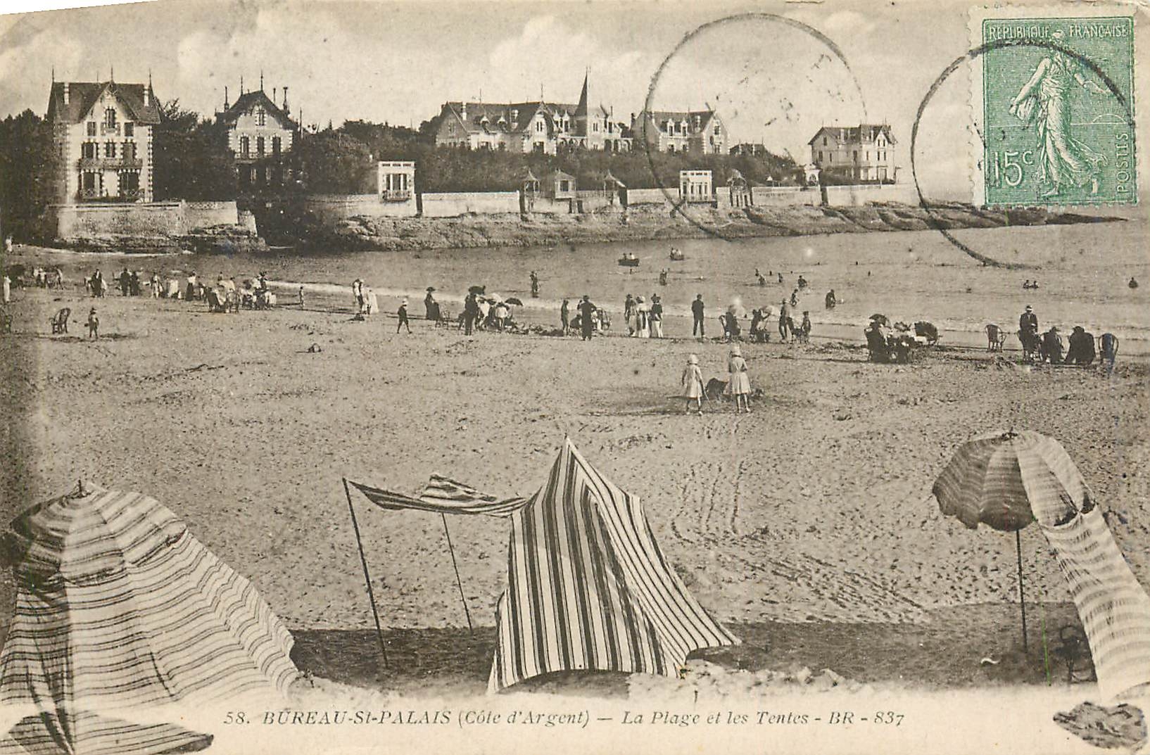 CPA Bureau St Palais Cote d'Argent La Plage et les Tentes 