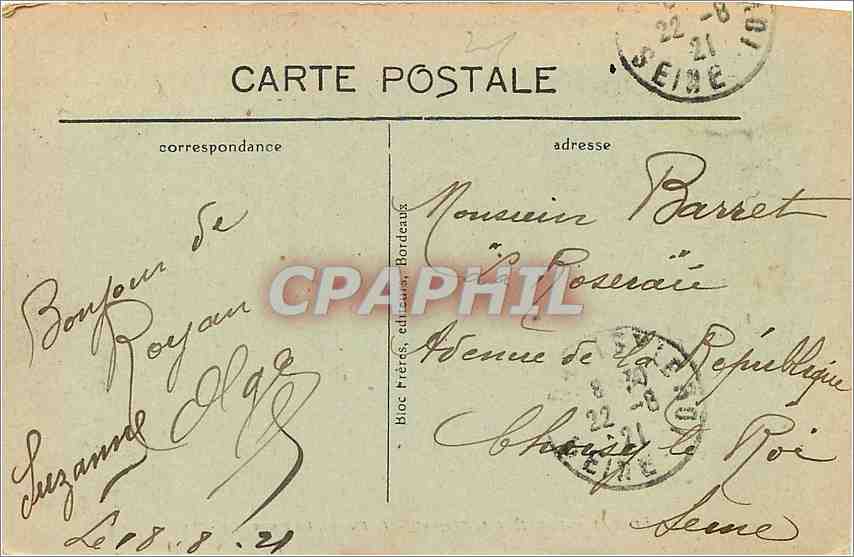 CPA Bureau St Palais Cote d'Argent La Plage et les Tentes  — Verso