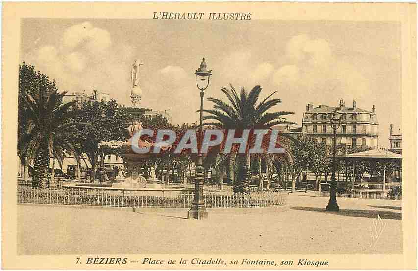 Béziers — Place de la Citadelle, sa Fontaine, son Kiosque — L'Hérault Illustré, n°7