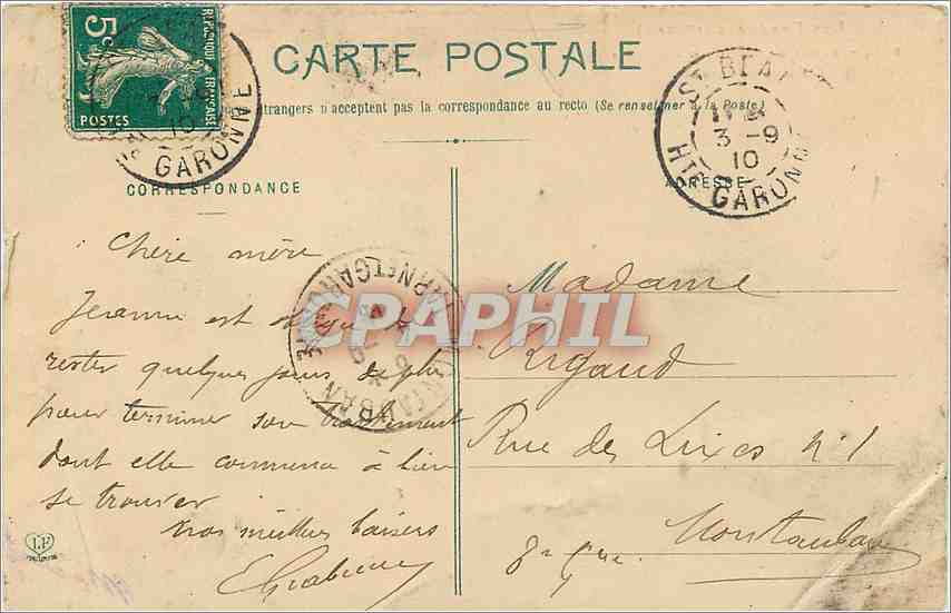 L'Étang de St-Béat — Route de Marignac à St-Béat — Phototypie Labouche Frères, Toulouse — Rückseite