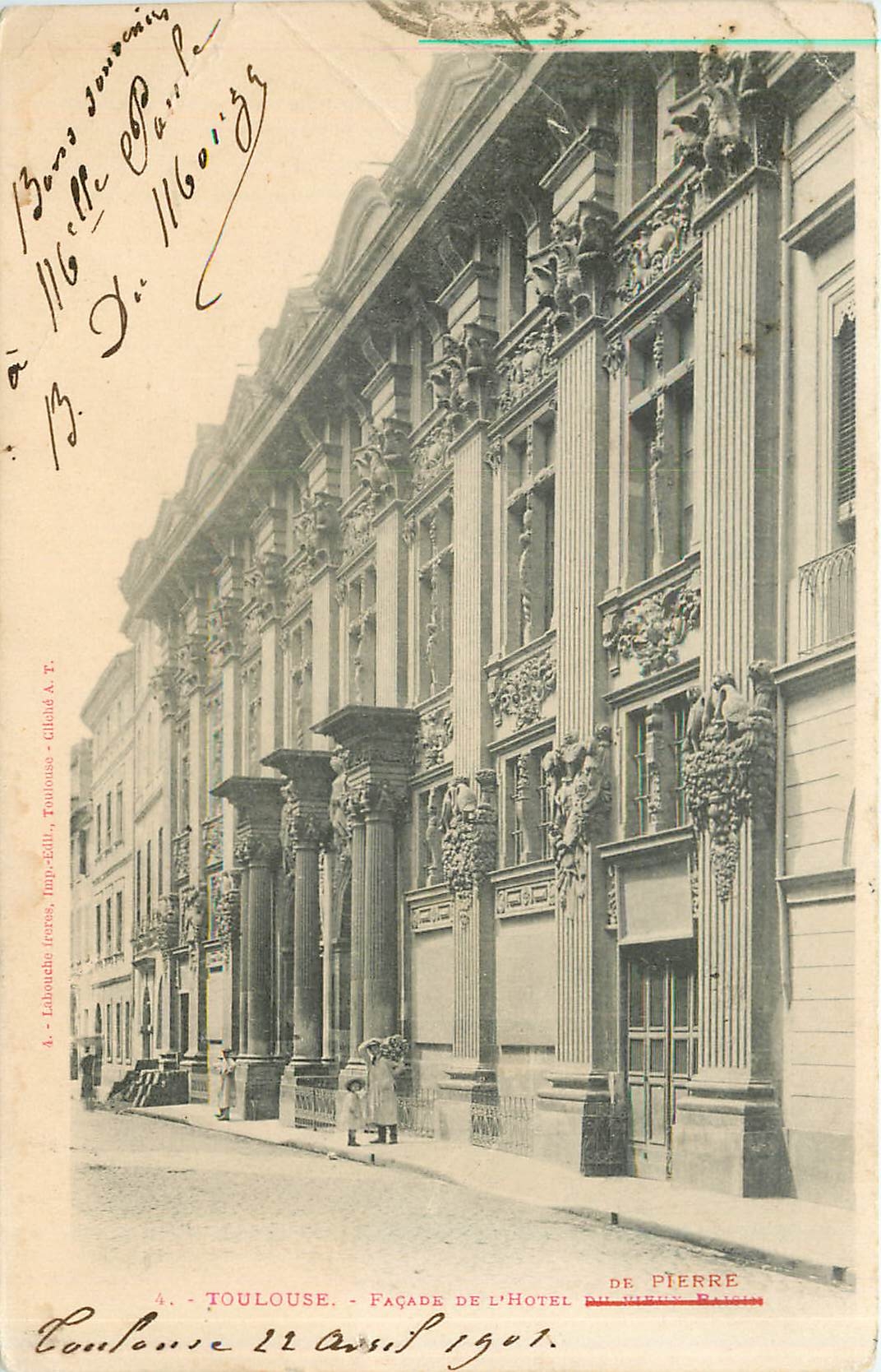 CPA Toulouse Facade de l'Hotel de Pierre 