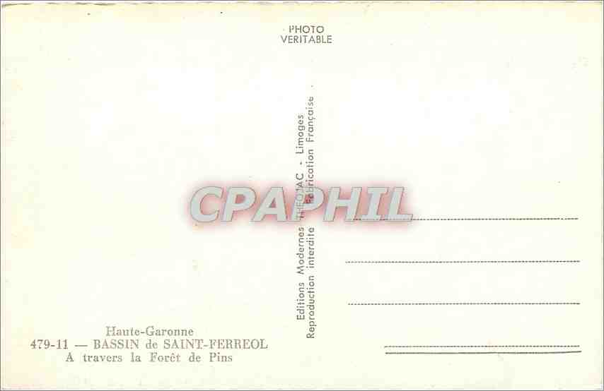 CPM Haute Garonne Bassin de Saint Ferreol A travers la Foret de Pins  — Rückseite