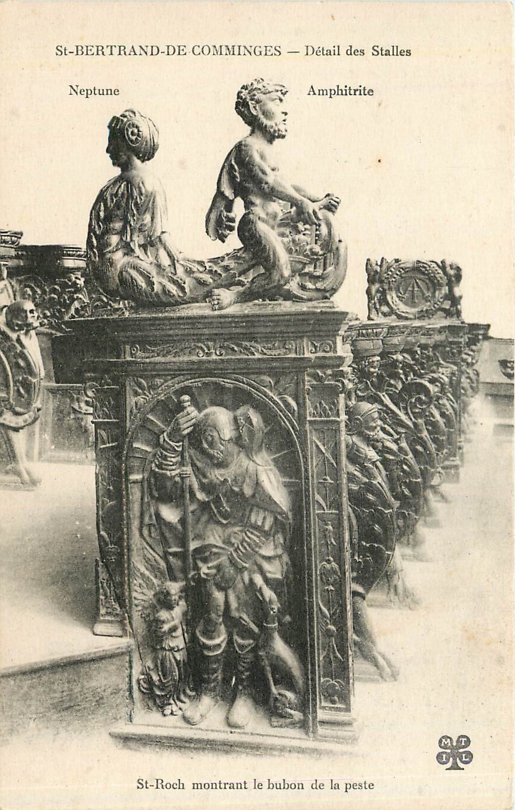 CPA St Bertrand de Comminges Detail des Stalles St Roch montrant le bubon de la peste 