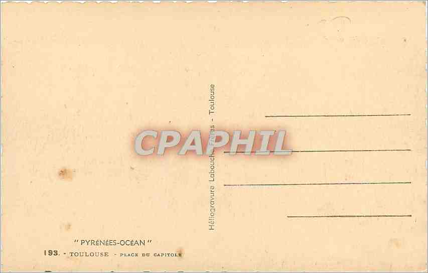 CPA Pyrenees Ocean Toulouse Place du Capitole Tramway — Rückseite