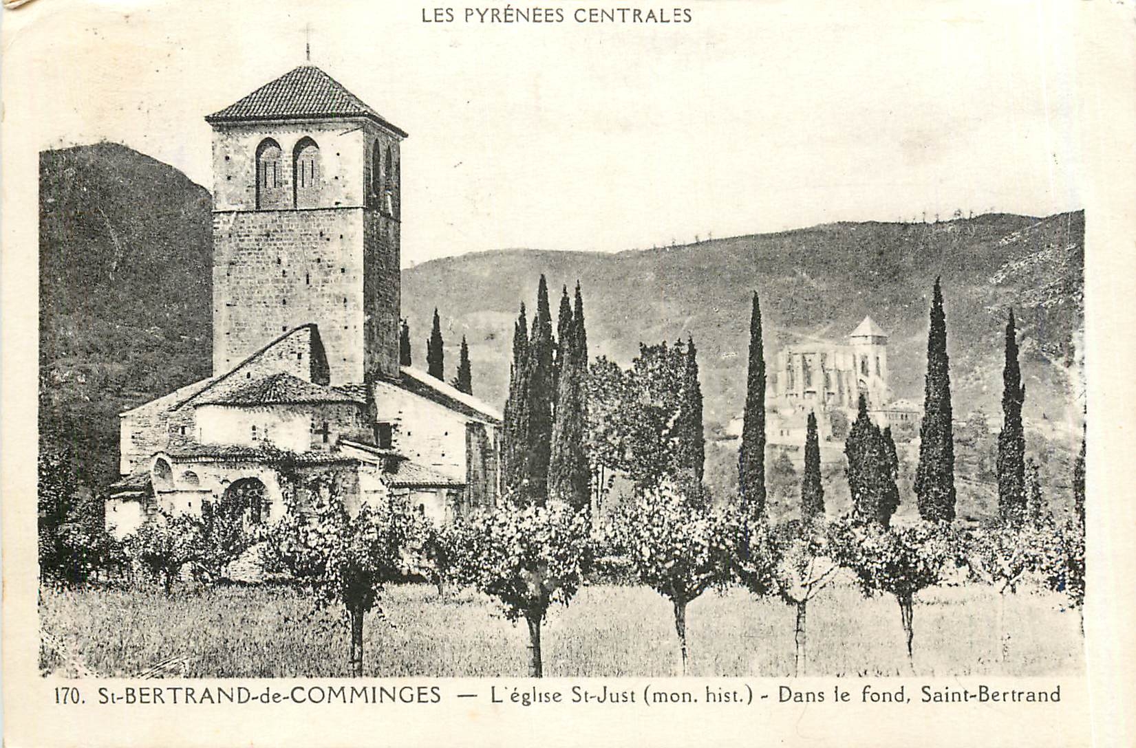 CPA St Bertrand de Comminges L'Eglise St Just Dans le fond Saint Bertrand 