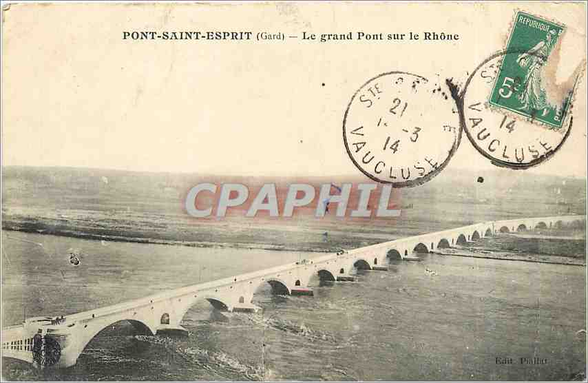 CPA Pont Saint Esprit Gard Le Grand Pont sur le Rhone 