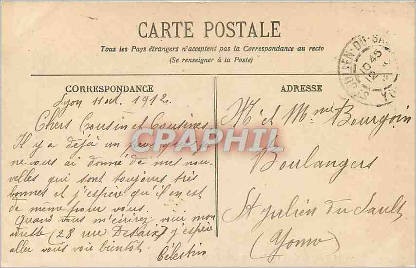 CPA Lyon Pont d'Ainay Quai Fulchiron et Quartier St Georges  — Verso