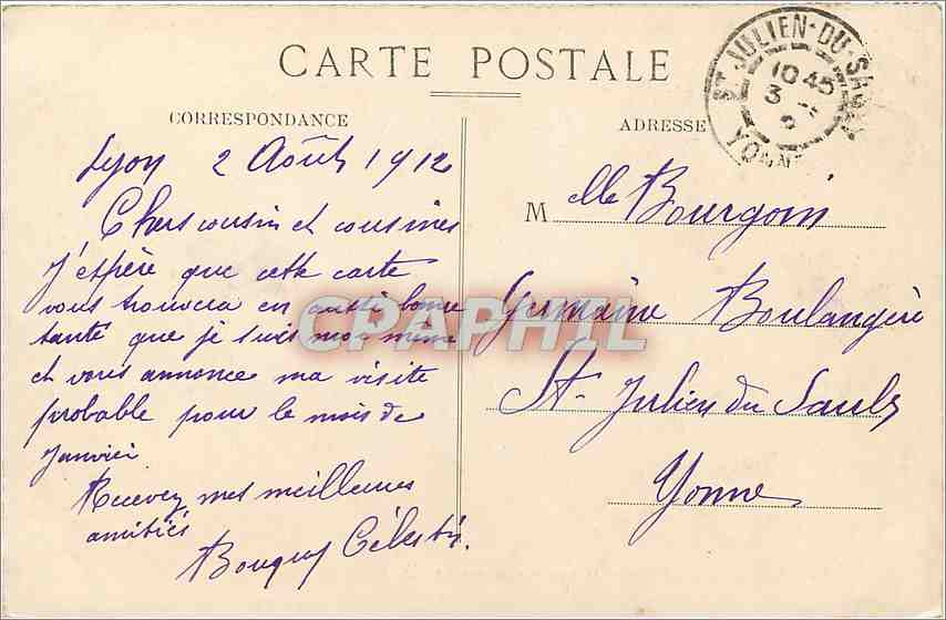 LYON — Place Bellecour und Coteau de Fourvière — E. R. — Rückseite