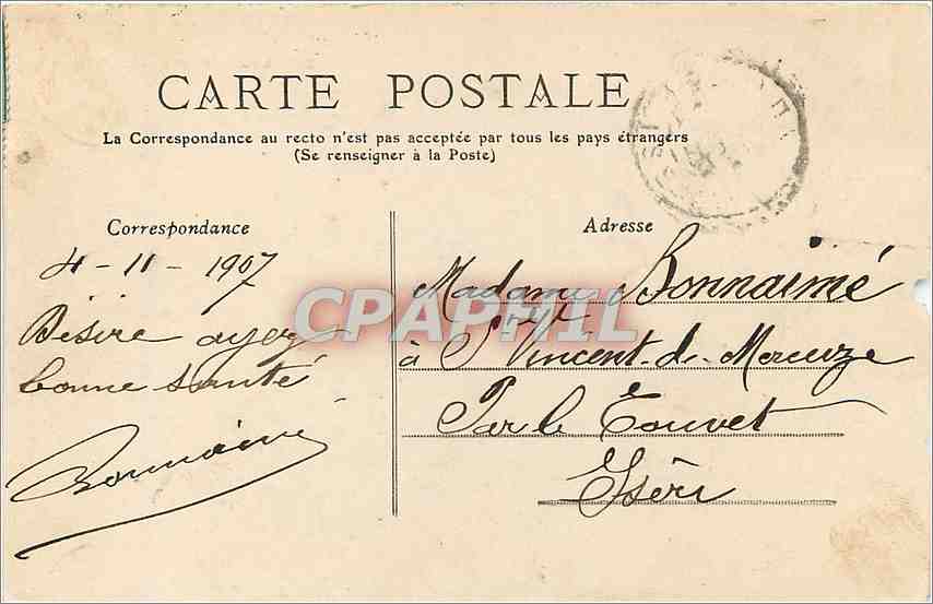 CPA Lyon  — Verso
