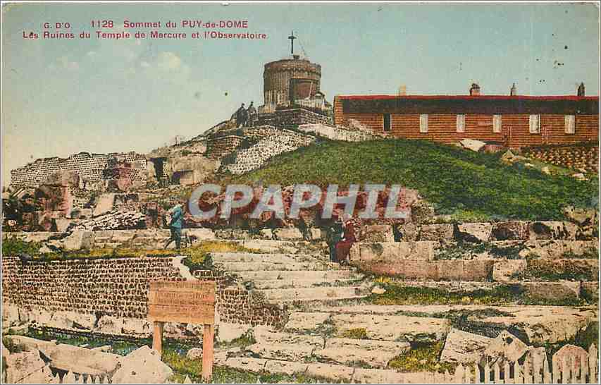 CPA Sommet du Puy de Dome Les Ruines du Temple de Marcure et l'Observatoire 