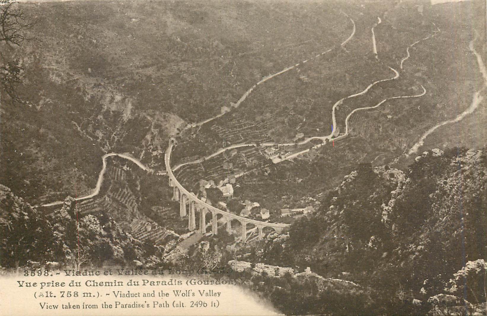 CPA Viaduc et Vallee du Loup Vue prise du Chemin du Paradis Gourdon 