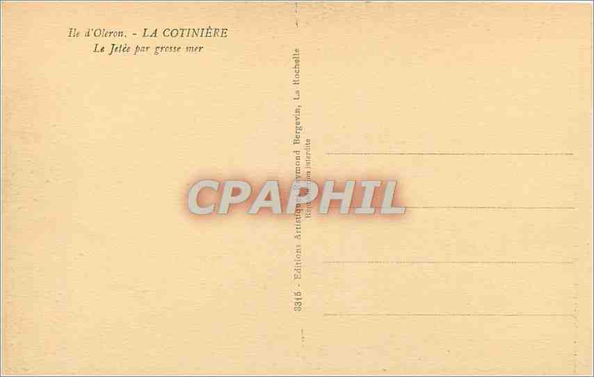 CPA Ile d'Oleron La Cotiniere Le Jetee par grosse mer Phare Bateau — Rückseite