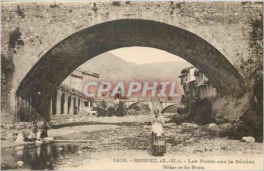 CPA Sospel AM Les Ponts sur la Bevera Lavandieres Folklore