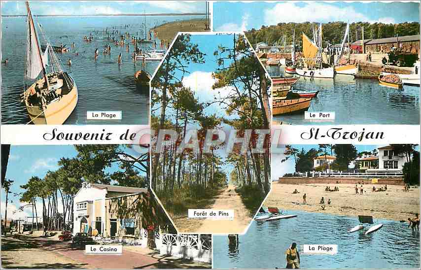 CPM Souvenir de St Trojan  La plage Bateau Le port Le casino La plage Pedalo