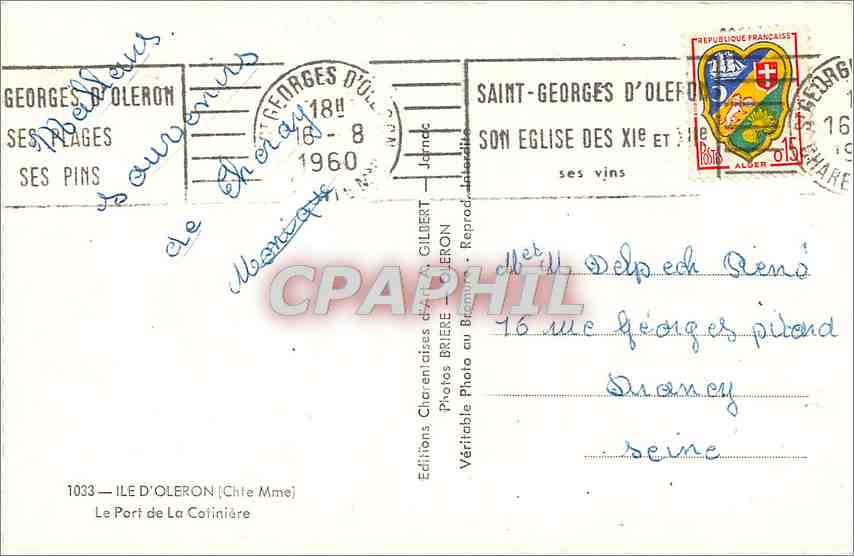 CPM Ile d'Oleron Chte Mme Le Port de la Cotiniere  Bateaux — Rückseite