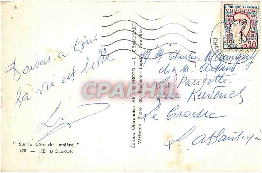 CPM Sur la Cote de Lumiere Ile d'Oleron Bac Bateau Pahre  — Rückseite