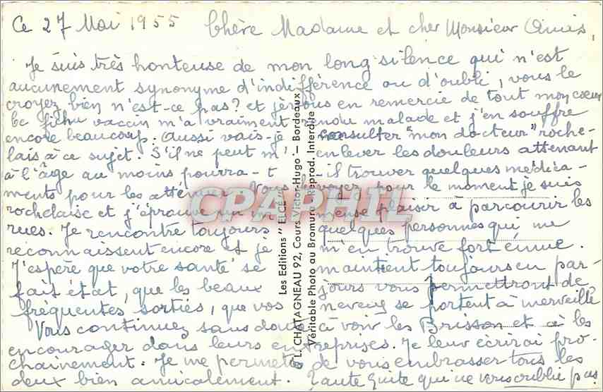 CPM Souvenir de La Rochelle  — Verso