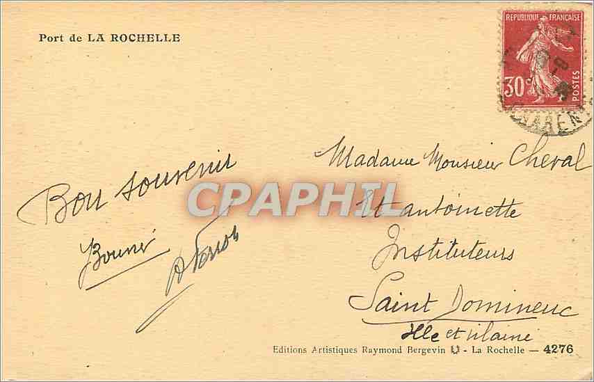 CPA Port de La Rochelle Bateaux — Verso