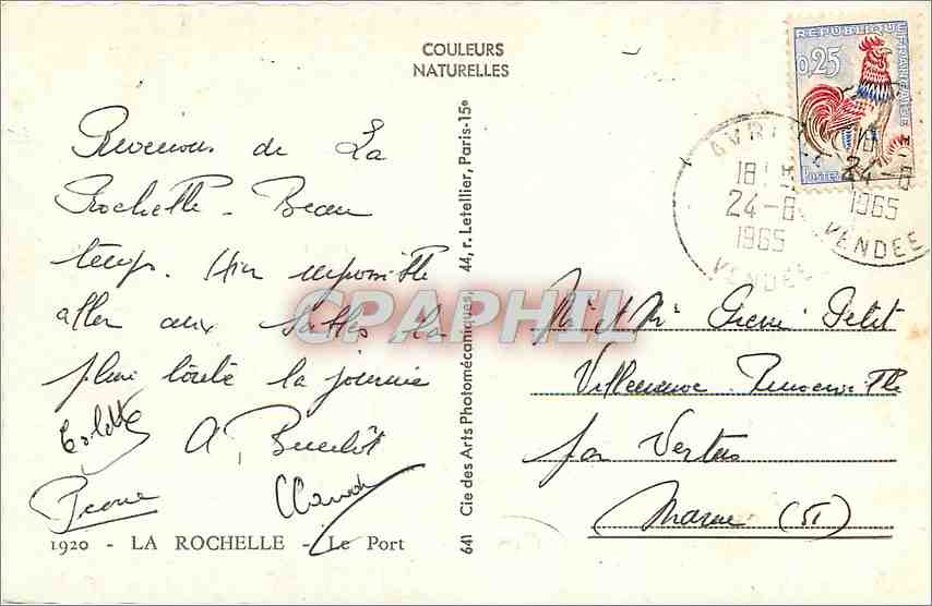 CPM La Rochelle Le Port Bateaux — Verso