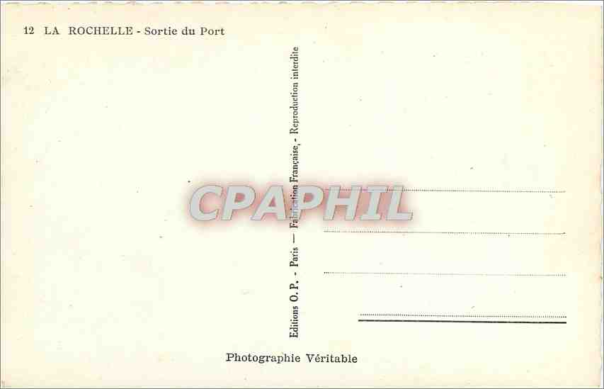 CPM La Rochelle Sortie du Port Bateau — Rückseite
