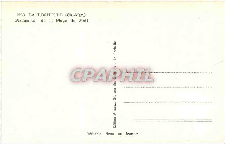 CPA La Rochelle Ch Mar Promenade de la Plage du Mail  — Verso