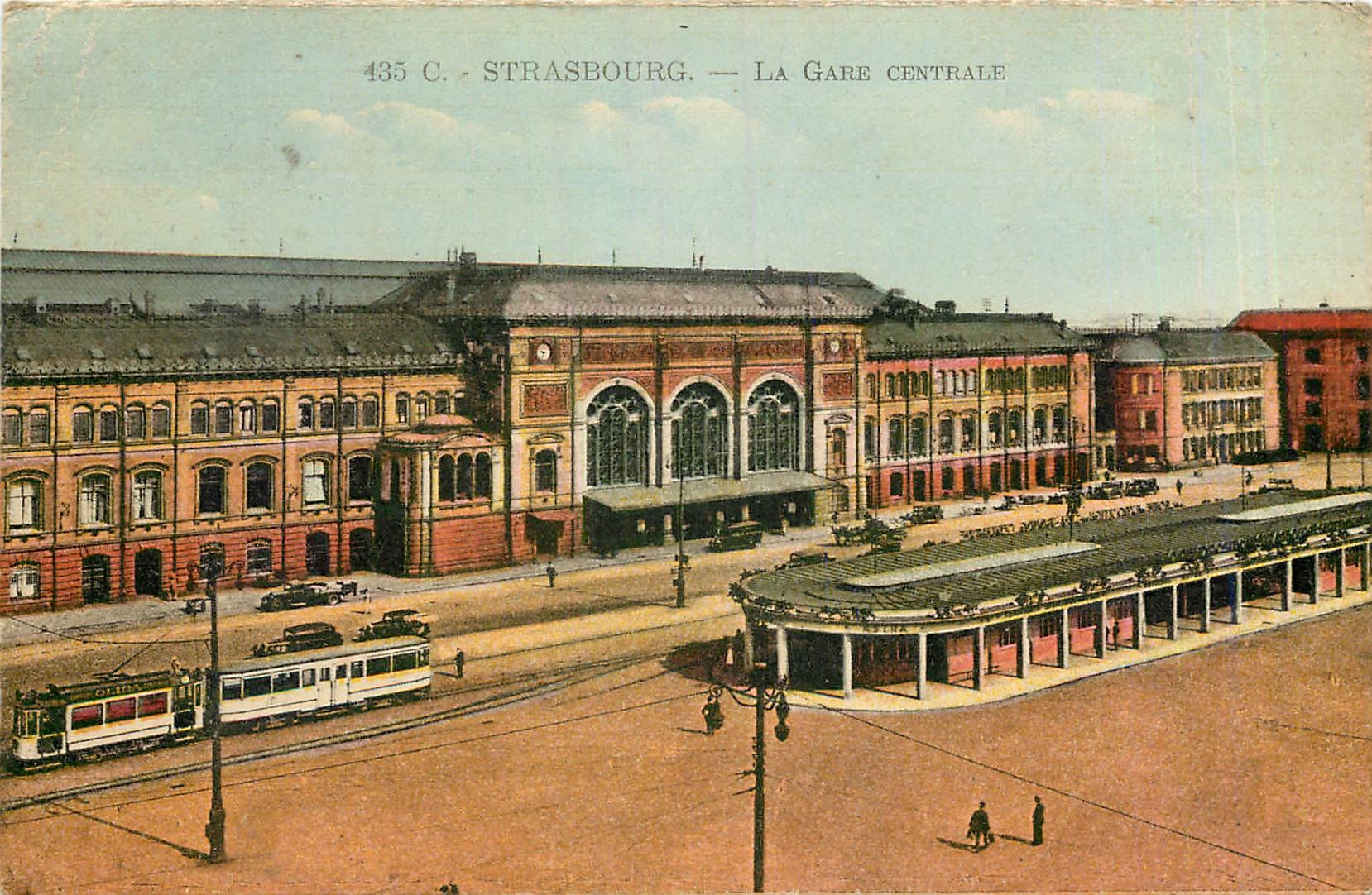 CPA Strasbourg La Gare Centrale Tramway