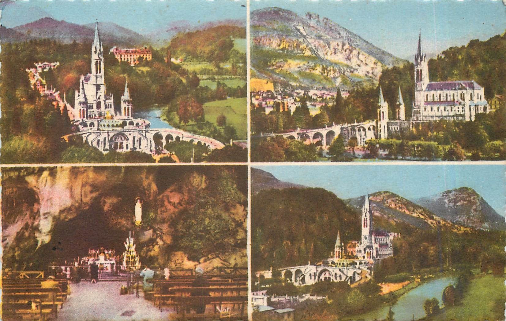 CPA Souvenir de Lourdes La Basilique vue du Chateau Fort 