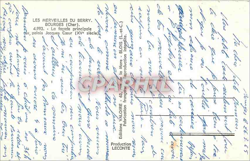 CPM Les Merveilles du Berry Bourges Cher La Facade principale du palais Jacques Coeur  — Rückseite