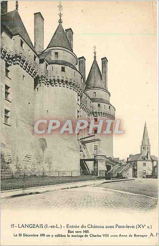 CPA Langeais L et L Entree du Chateau avec Pont levis 