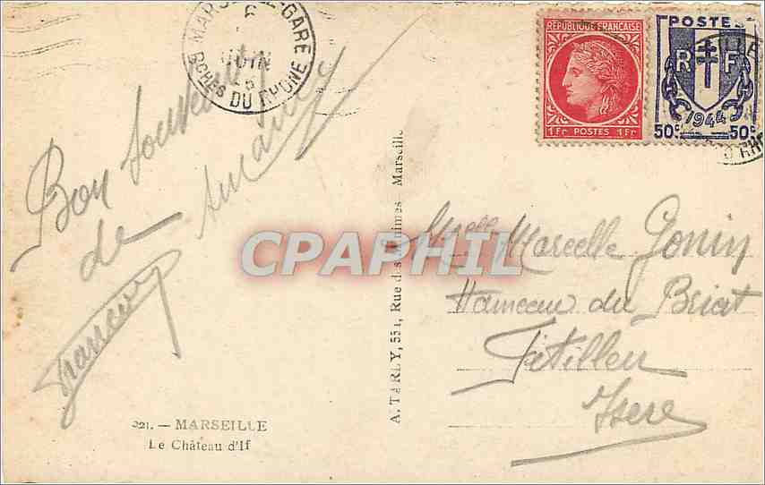 CPA Marseille Le Chateau d'If  — Verso