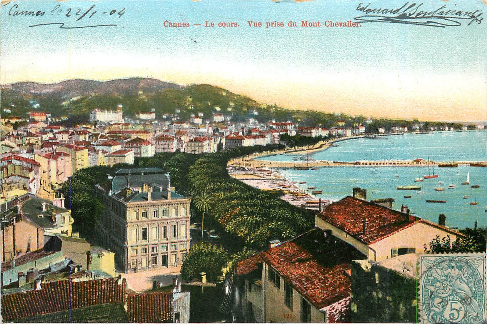 CPA Cannes Le Cours Vue prise du Mont Chevalier 
