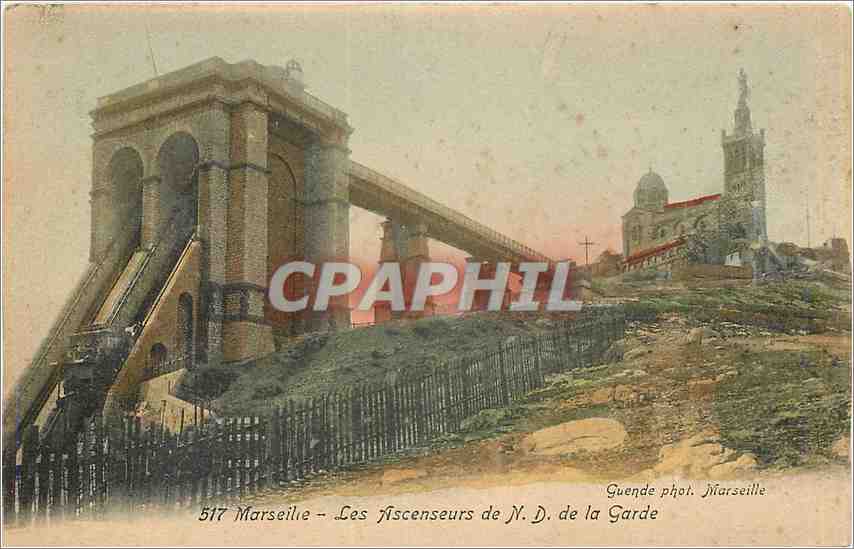CPA Marseille Les Ascenseurs de ND de la Garde 