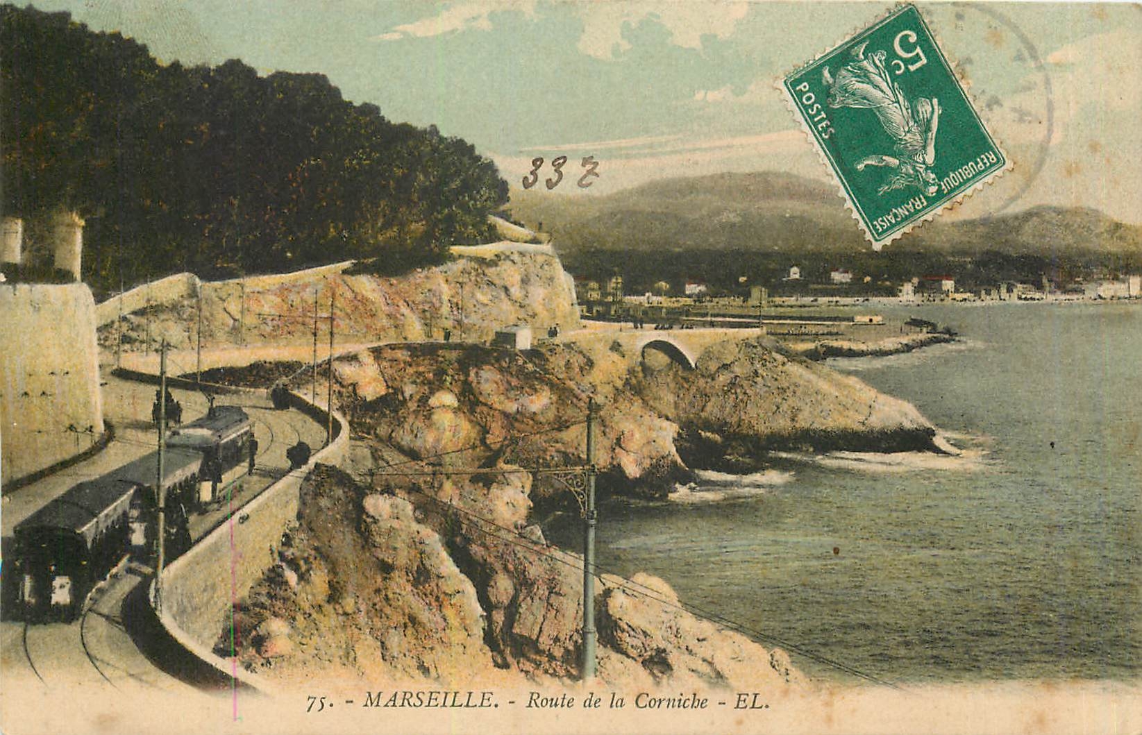 CPA Marseille Route de la Corniche Tramway