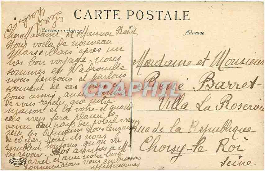 CPA Marseille Quai des Belges et Notre Dame de la Garde Bateau Tramway — Rückseite