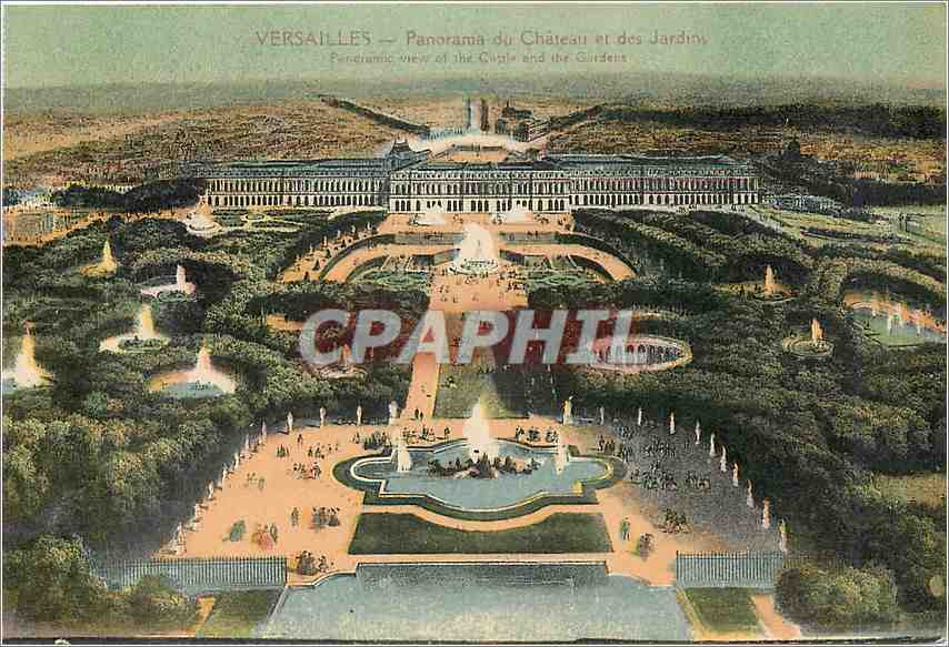 CPA Versailles Panorama du Chateau et des Jardin 