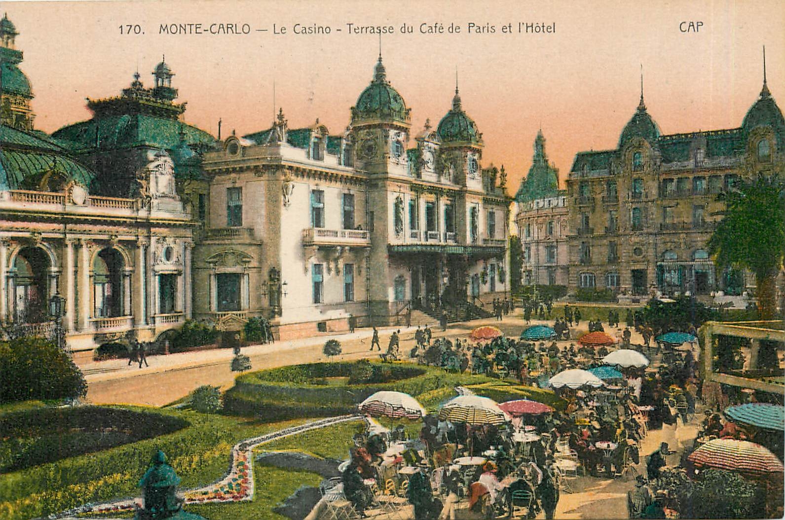 CPA Monte Carlo Le Casino Terrasse du Cafe de Paris et l'Hotel 