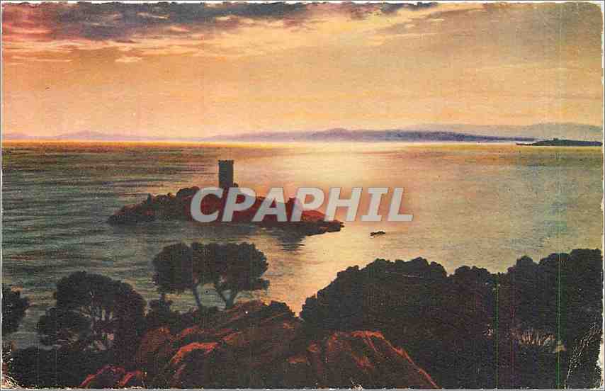 CPA Cote d'Azur Saint Raphael Agay Var l'Ile d'Or au coucher du Soleil 
