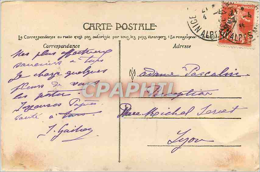 CPA Menton Garavan Le Pont St Louis  — Rückseite