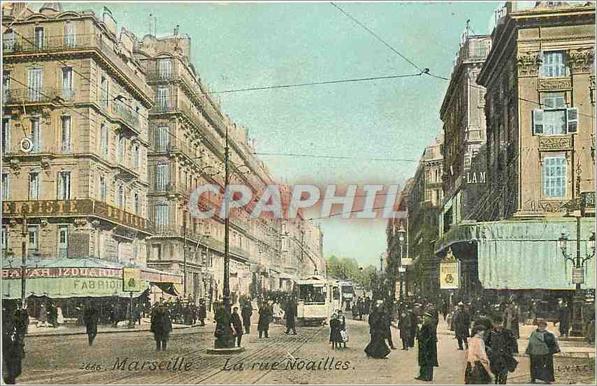 CPA Marseille La rue Noailles Tramway